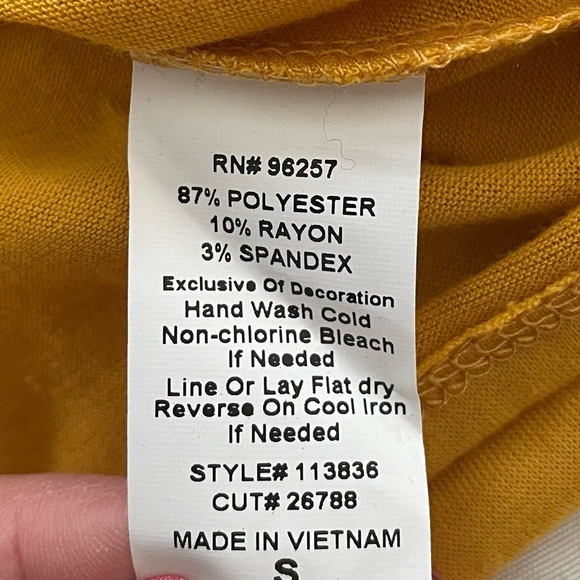 NWT PerSeption Concept mustard yellow bell sleeves front tie blouse, size S boho - Picture 5 of 11